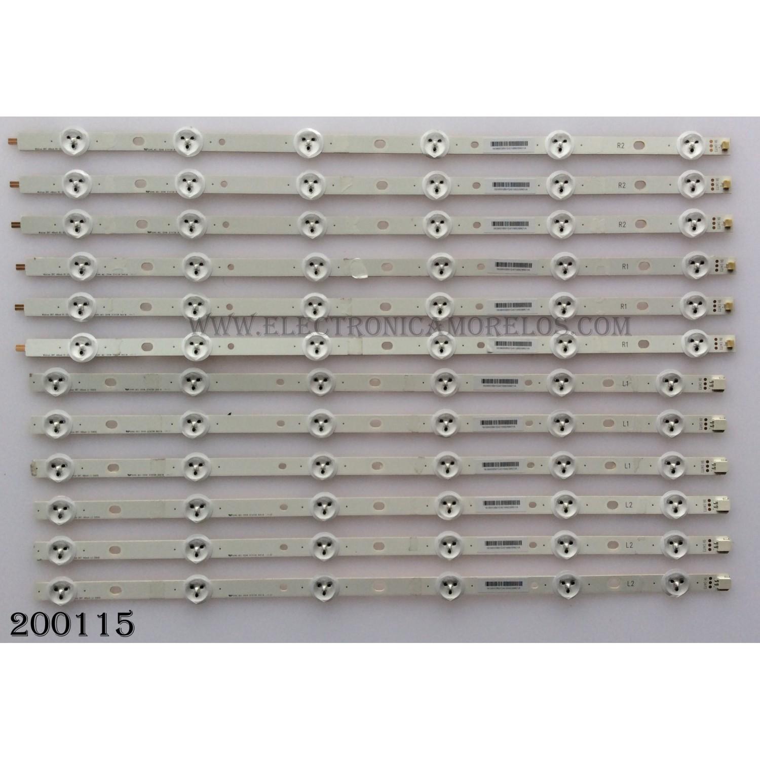 KIT DE LED PARA TV / VIZIO WISTRON DRT 48INCH R1 131015 / WISTRON DRT 48INCH L1 131015 / 5638005B81 / LSC480HN05-B01 / MODELO E480I-B2 LWZQPODQ	